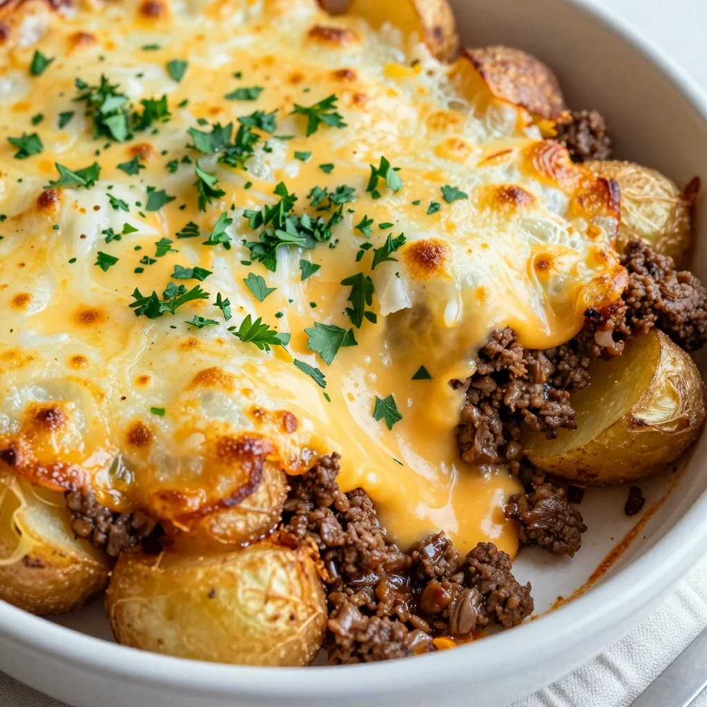 Cheesy Ground Beef and Potato Casserole for Kids