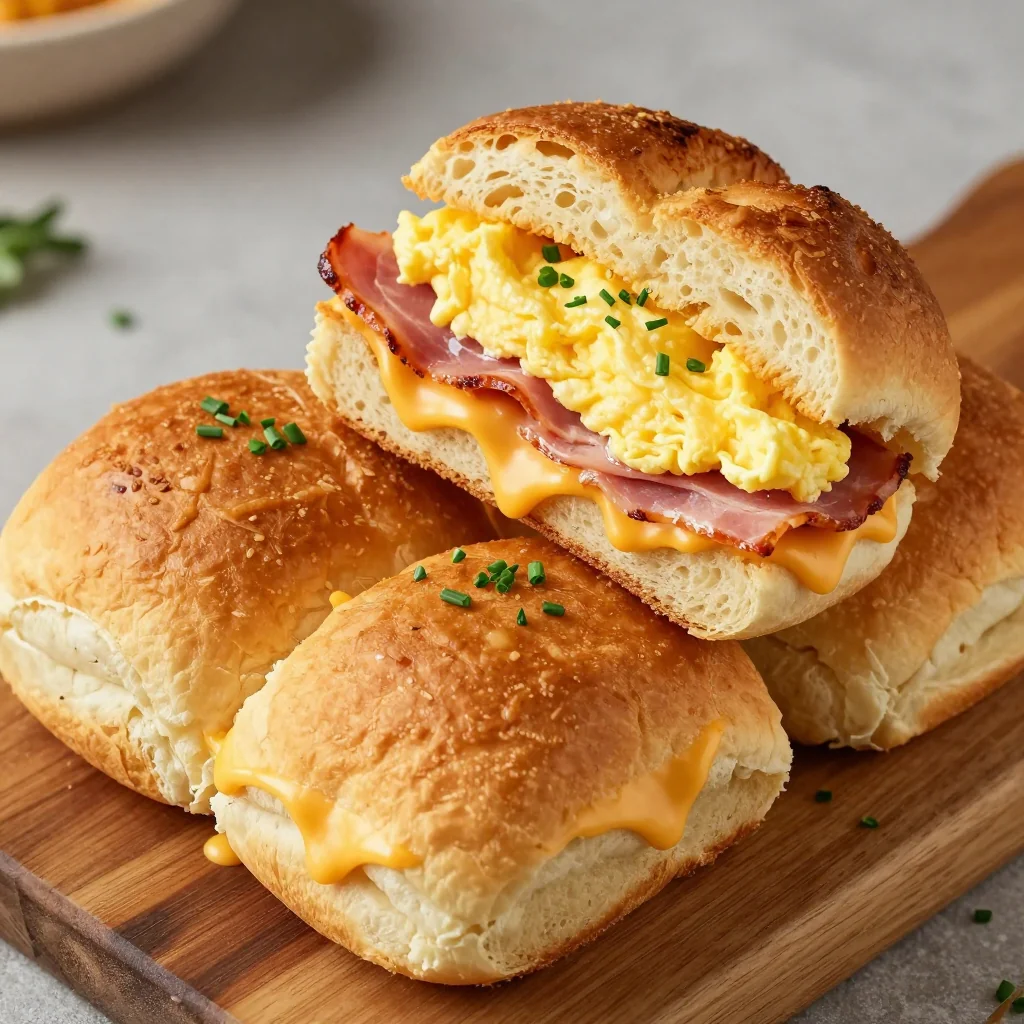 Freezer Prep Breakfast Sliders with Egg and Ham