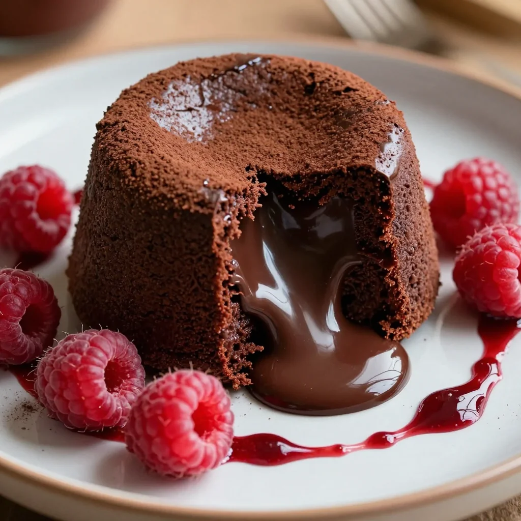 Indulgent Slow Cooker Lava Cakes with a Raspberry Coulis