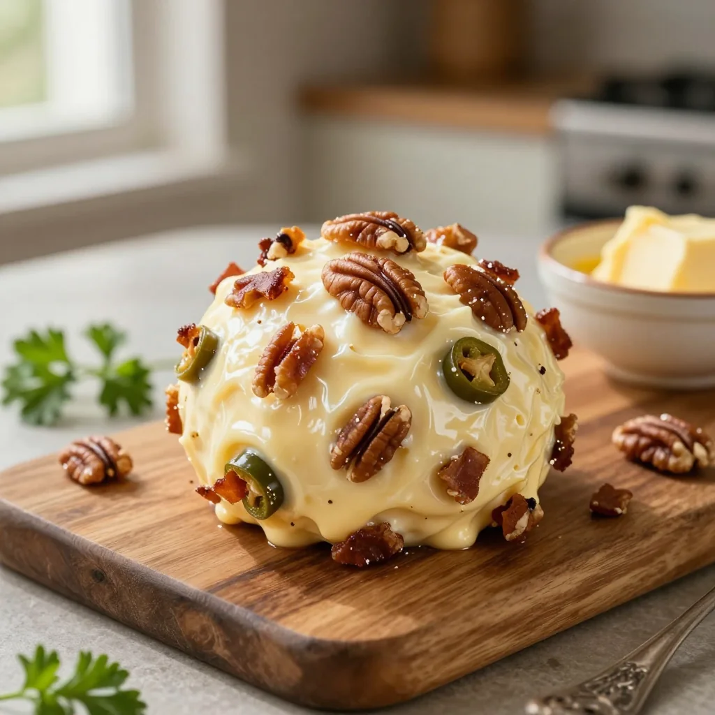 Jalapeno Popper Cheese Ball with Pecans and Bacon