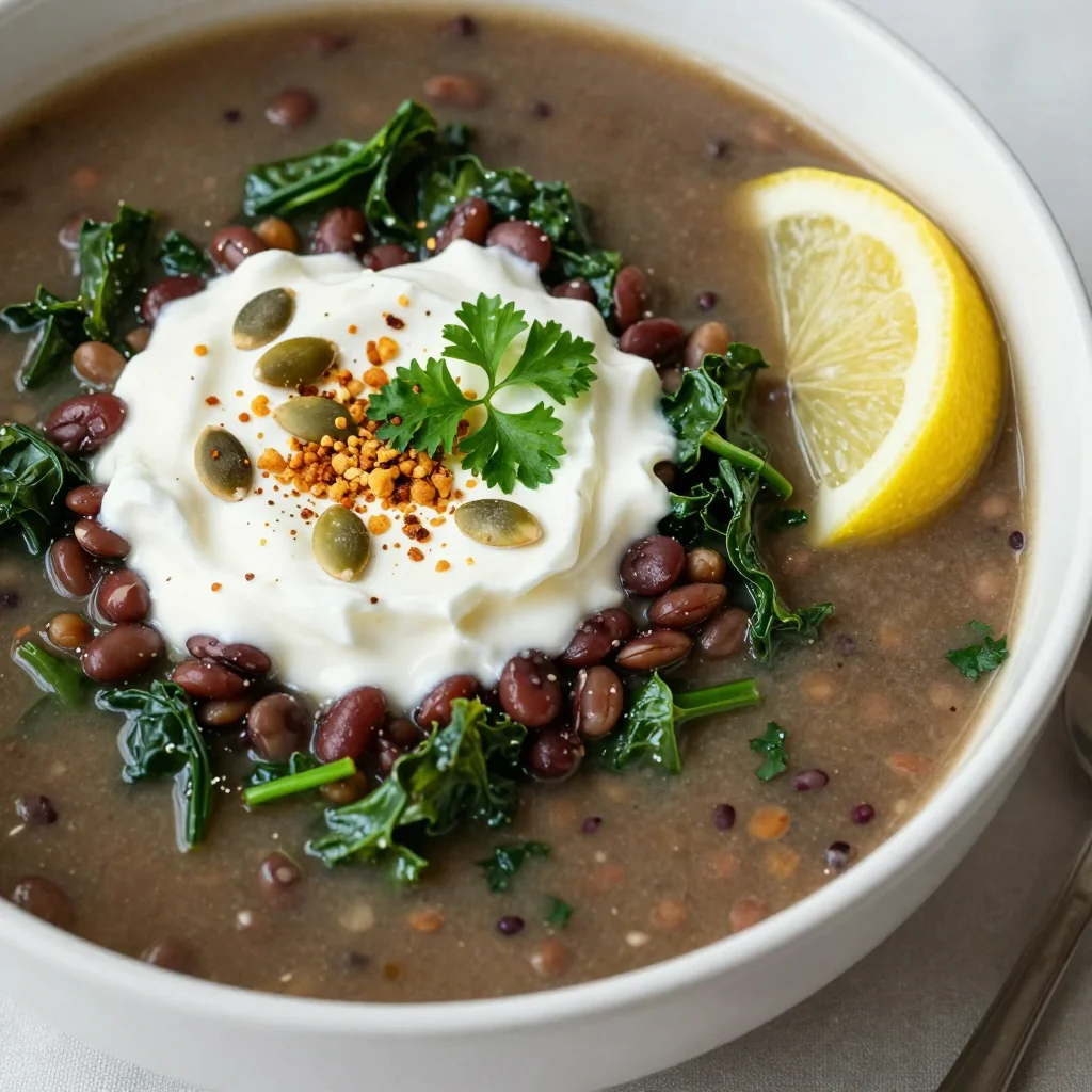 high protein lentil and kale soup for healthy january suppers