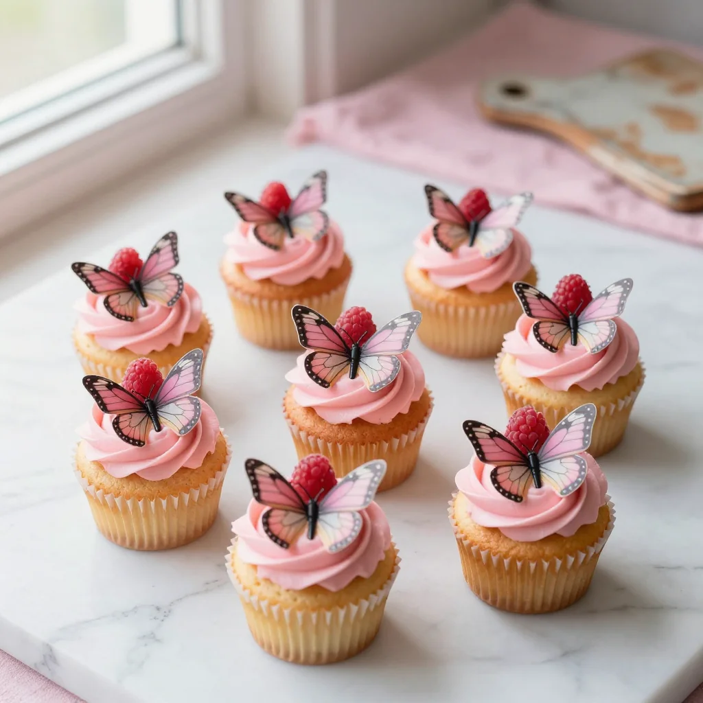 Butterfly Cupcakes with Raspberry Buttercream