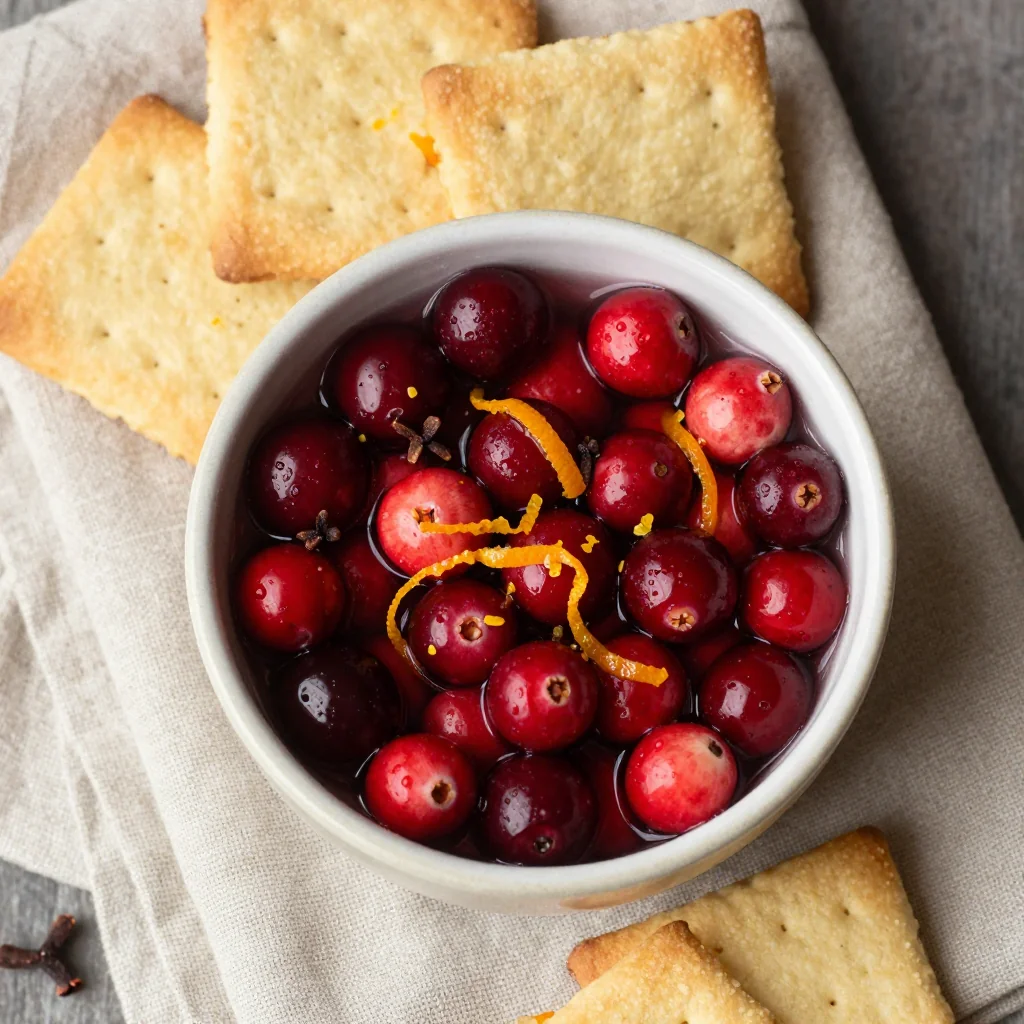 warm cranberry and orange compote with clove for holiday treats