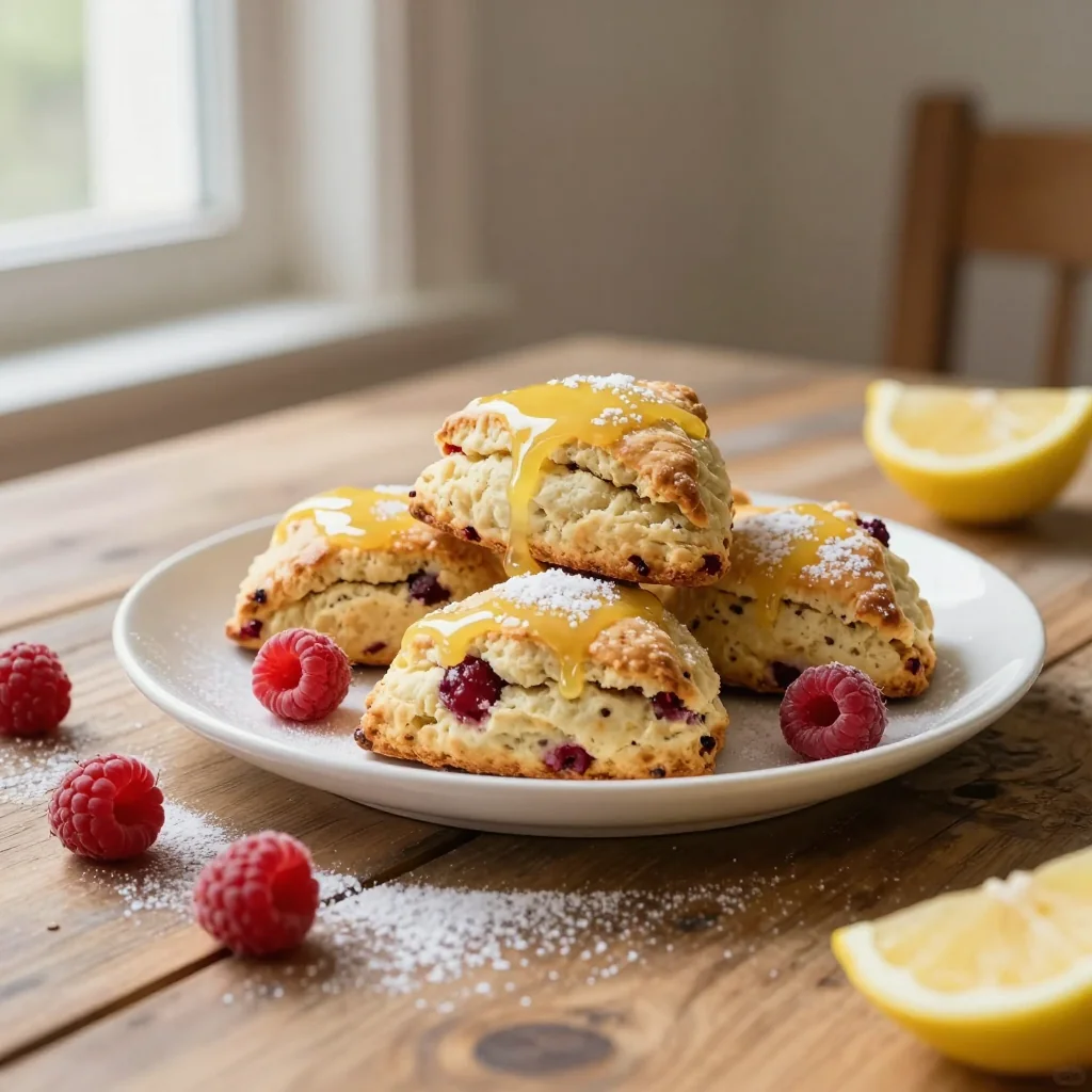 Raspberry Scones with Lemon Glaze