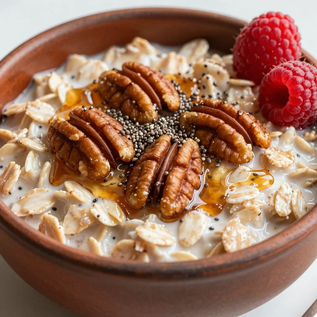 Hearty Steel Cut Oats with Maple Pecan Crunch