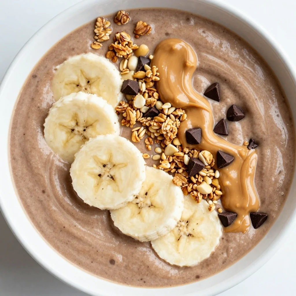 Peanut Butter Banana Smoothie Bowl for High Protein Breakfast
