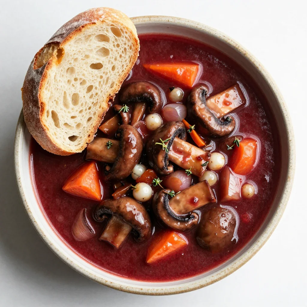 Hearty Mushroom Stew with Thyme and Red Wine