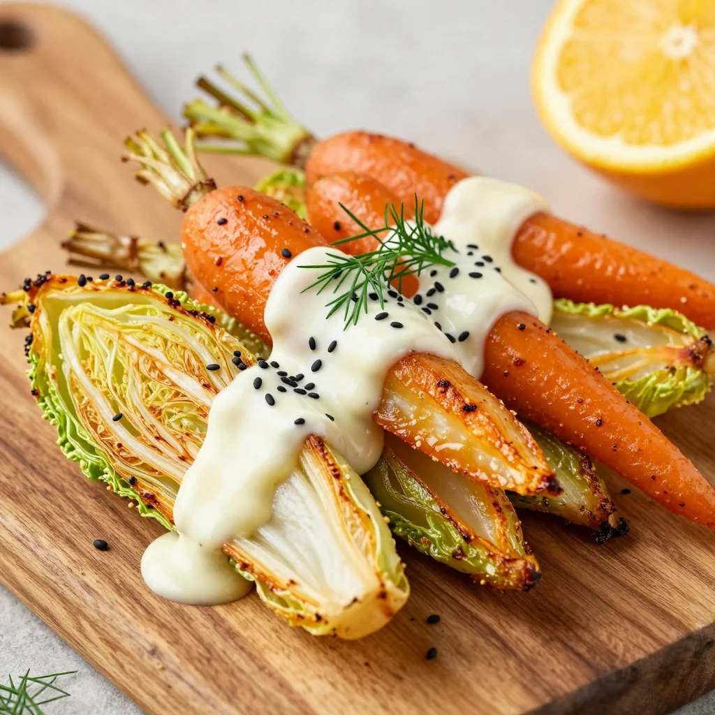 creamy lemon roasted cabbage and carrots for detox and healthy eating