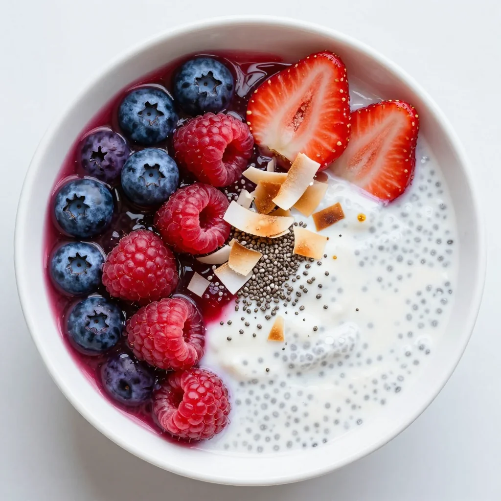 New Year's Day Berry and Chia Pudding with Coconut Milk and Vanilla