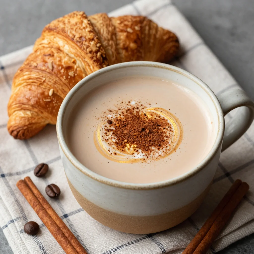Warm Spiced Chai Latte with Oat Milk for Breakfast