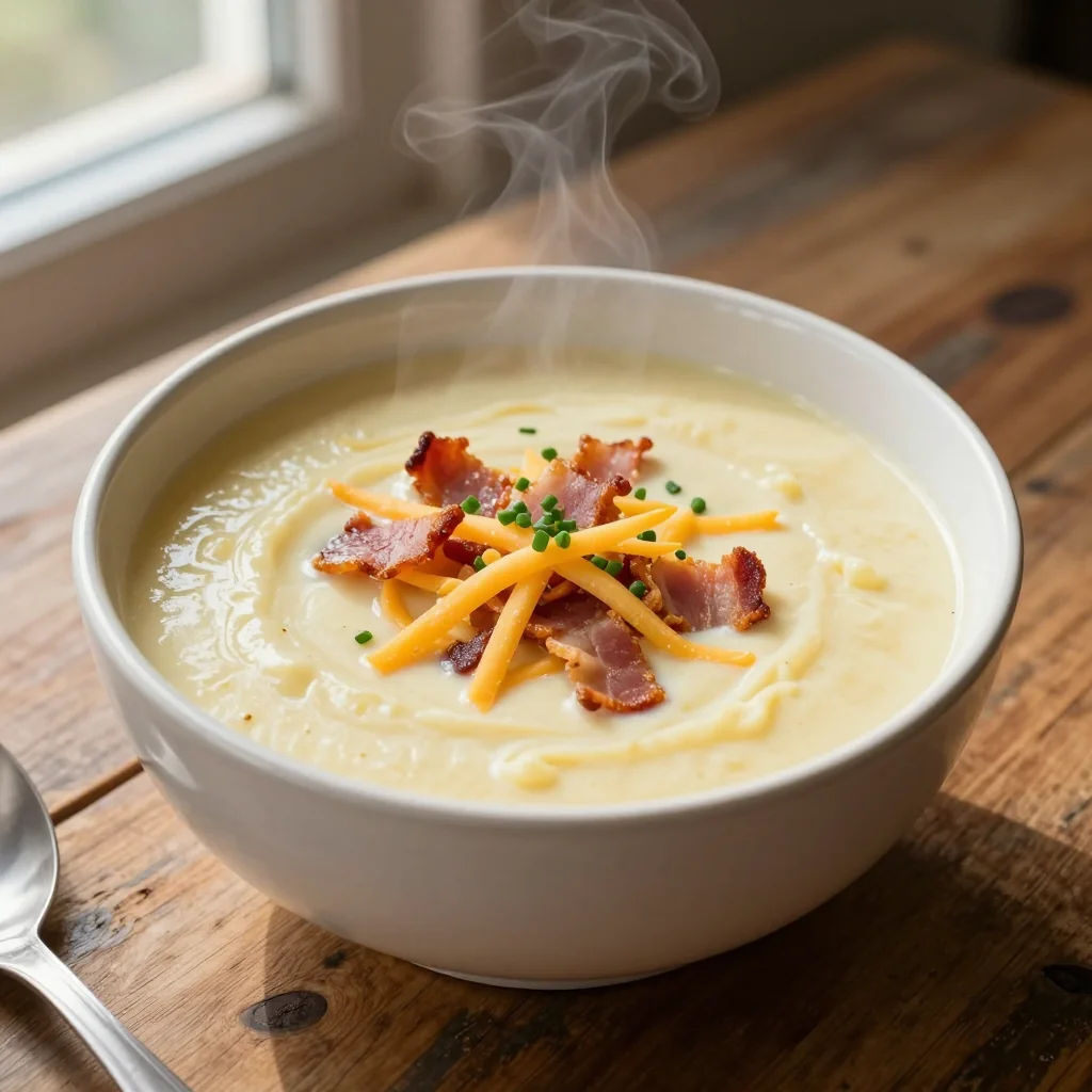 Creamy Potato Soup with Bacon and Cheddar