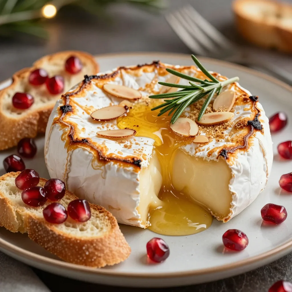 baked brie with honey and almonds for festive appetizers