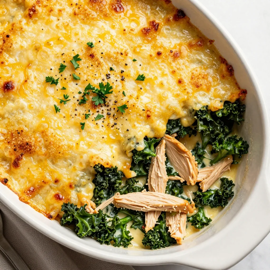 meal prep friendly creamy chicken and kale casserole for weeknights