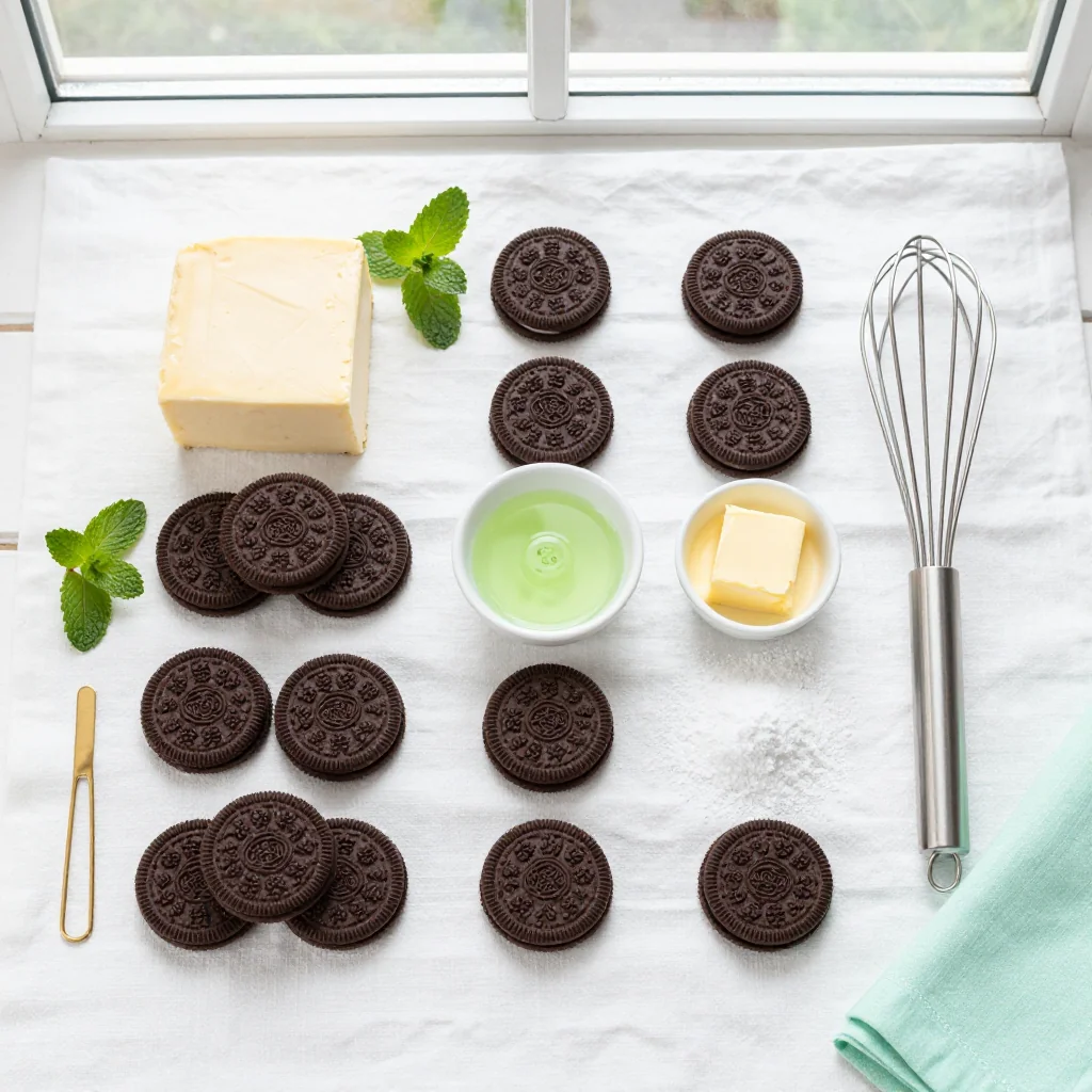 All ingredients for Mint Oreo Cheesecake Truffles