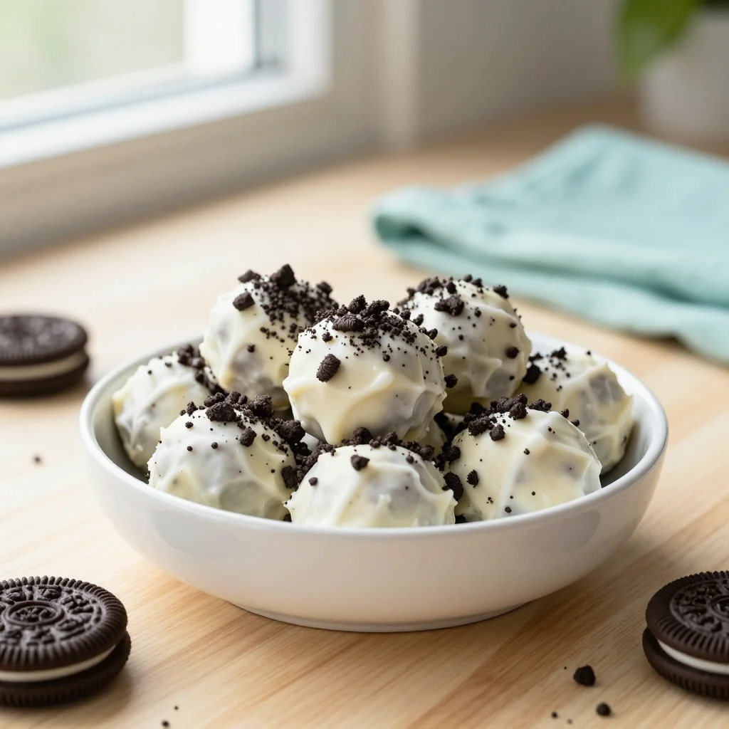 Easy No Bake Oreo Truffles with White Chocolate