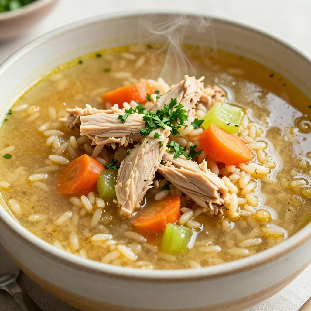 High Protein Slow Cooker Chicken and Rice Soup for Meal Prep
