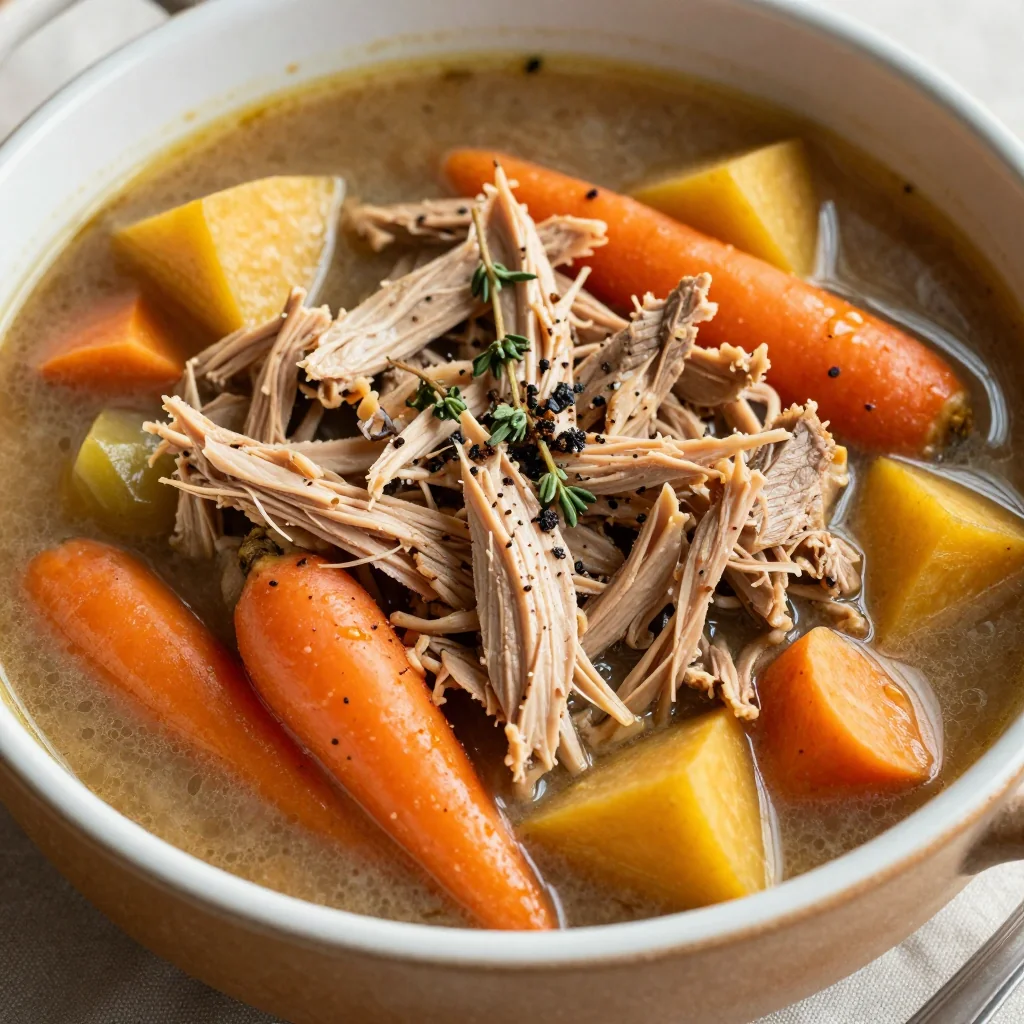 batch cooking friendly slow cooker turkey and root vegetable stew