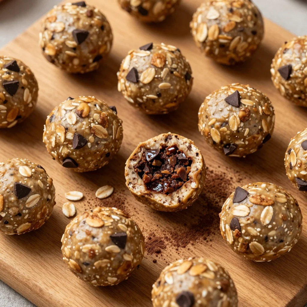 Clean Eating Protein Balls with Oats and Chocolate Chips for Snacks