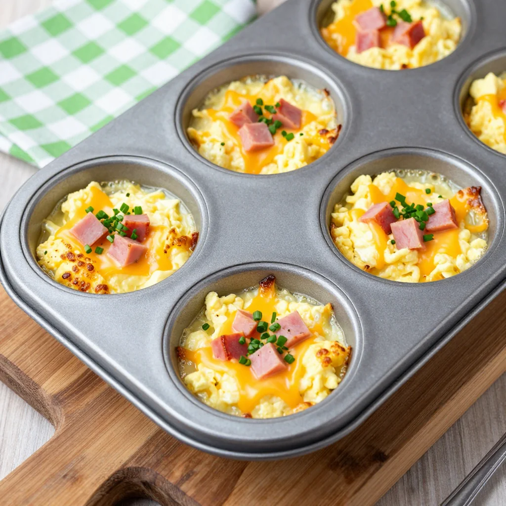Kid Friendly Breakfast Egg Cups with Cheese and Ham