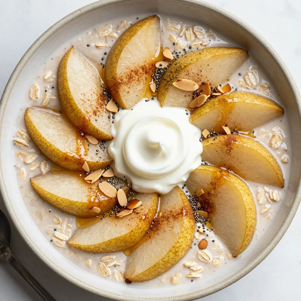 Warm Spiced Pear and Almond Oatmeal for Winter