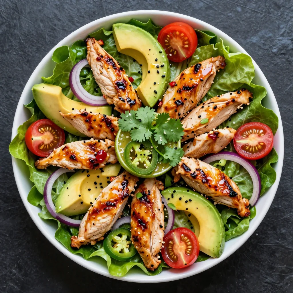 Meal Prep Spicy Chicken and Avocado Salad with Jalapeno Lime Dressing