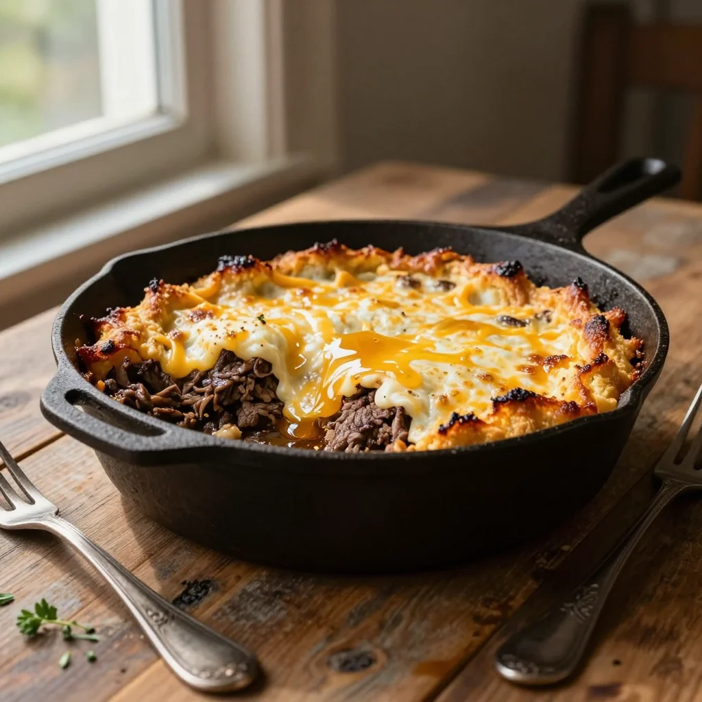 Cowboy Cornbread Casserole with Beef