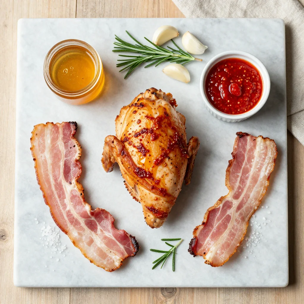 Ingredient list for Sweet and Spicy Bacon Wrapped Chicken
