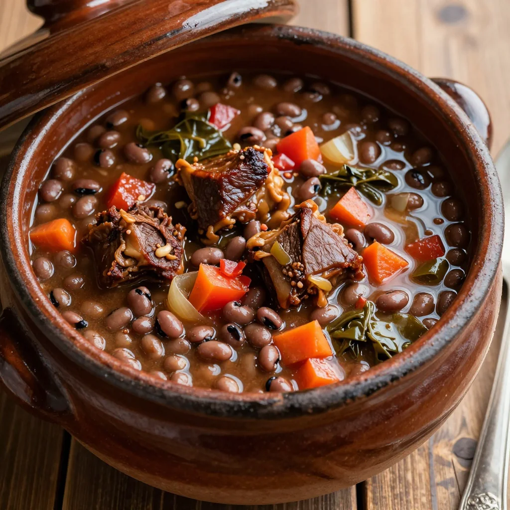 Slow Cooker New Year's Black Eyed Peas with Smoked Turkey Neck