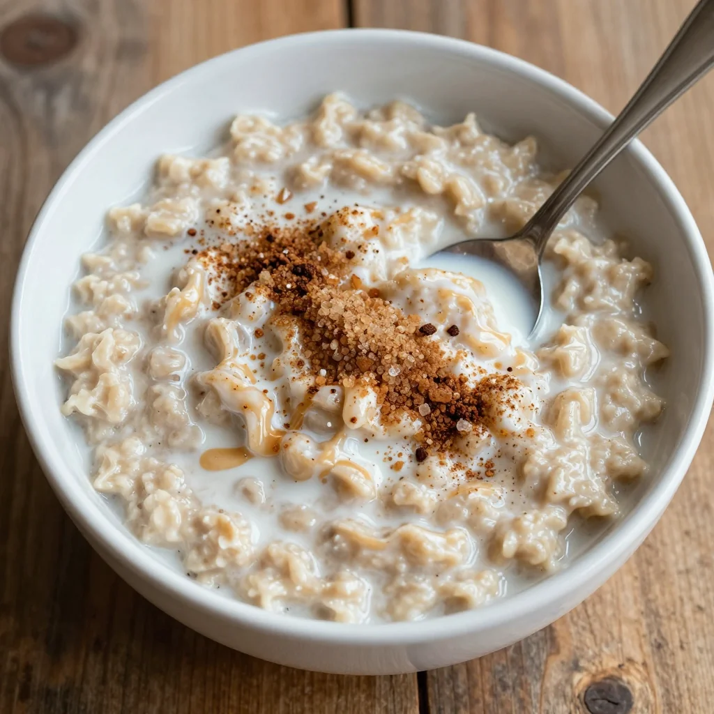 Warm Oatmeal with Brown Sugar and Cinnamon for Breakfast