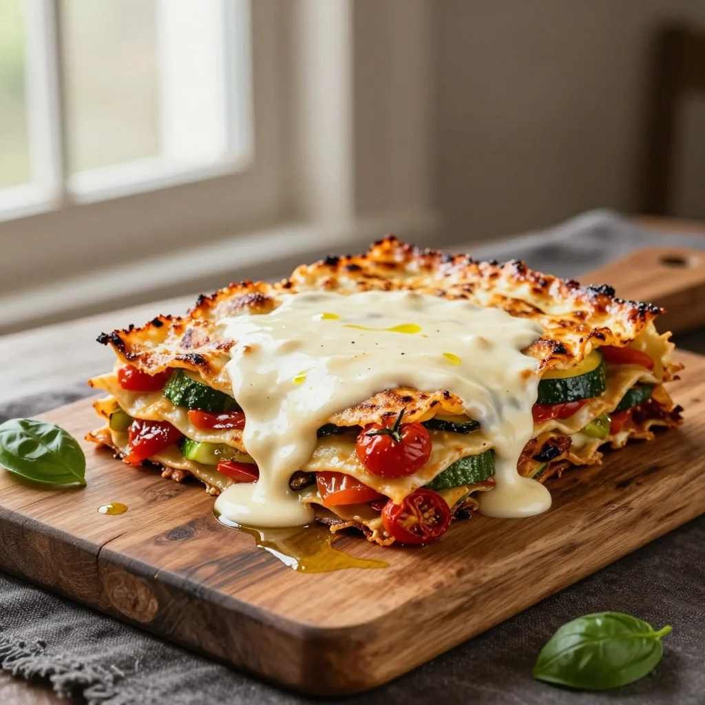 Roasted Vegetable Lasagna with White Bechamel Sauce