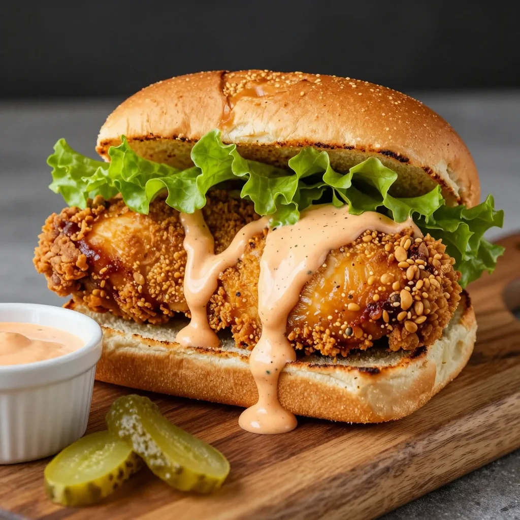 Crispy Chicken Sandwiches with Spicy Mayo