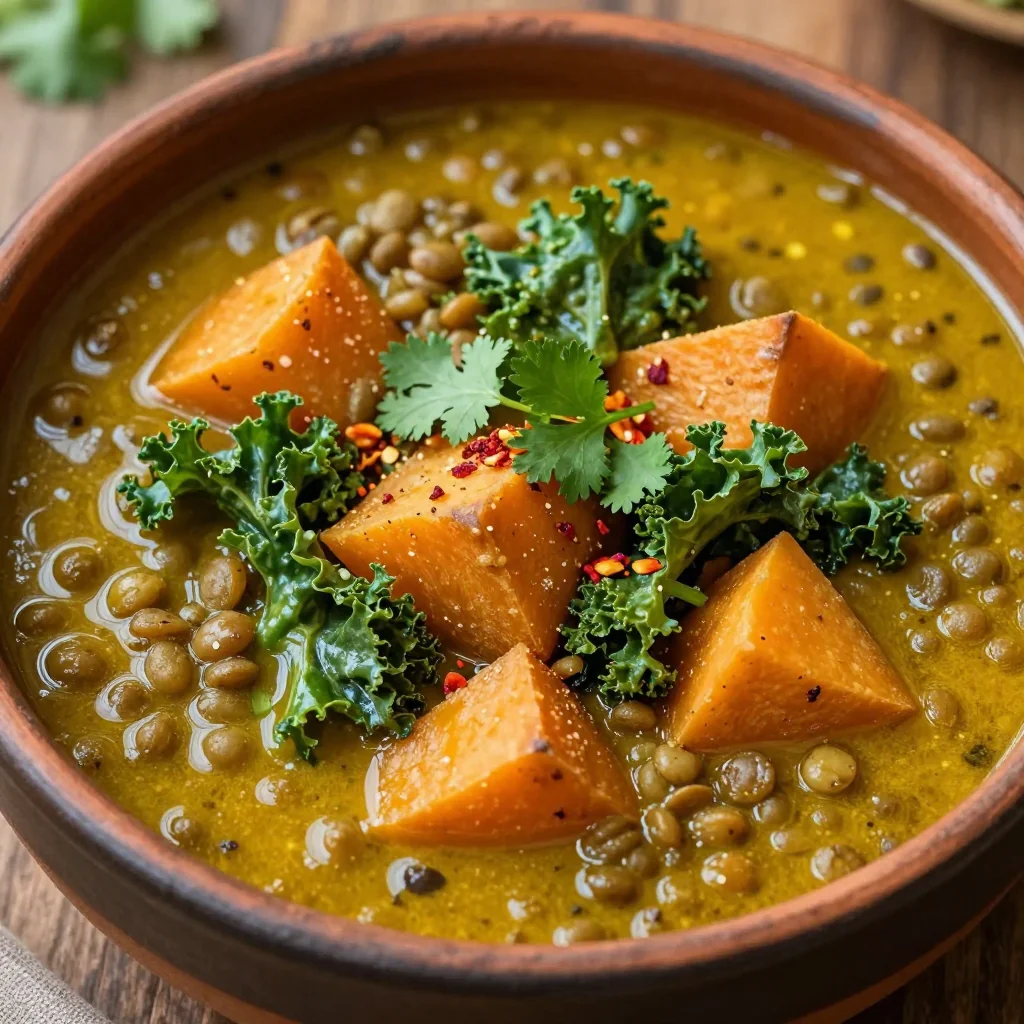 Rich Lentil And Vegetable Stew With Turmeric