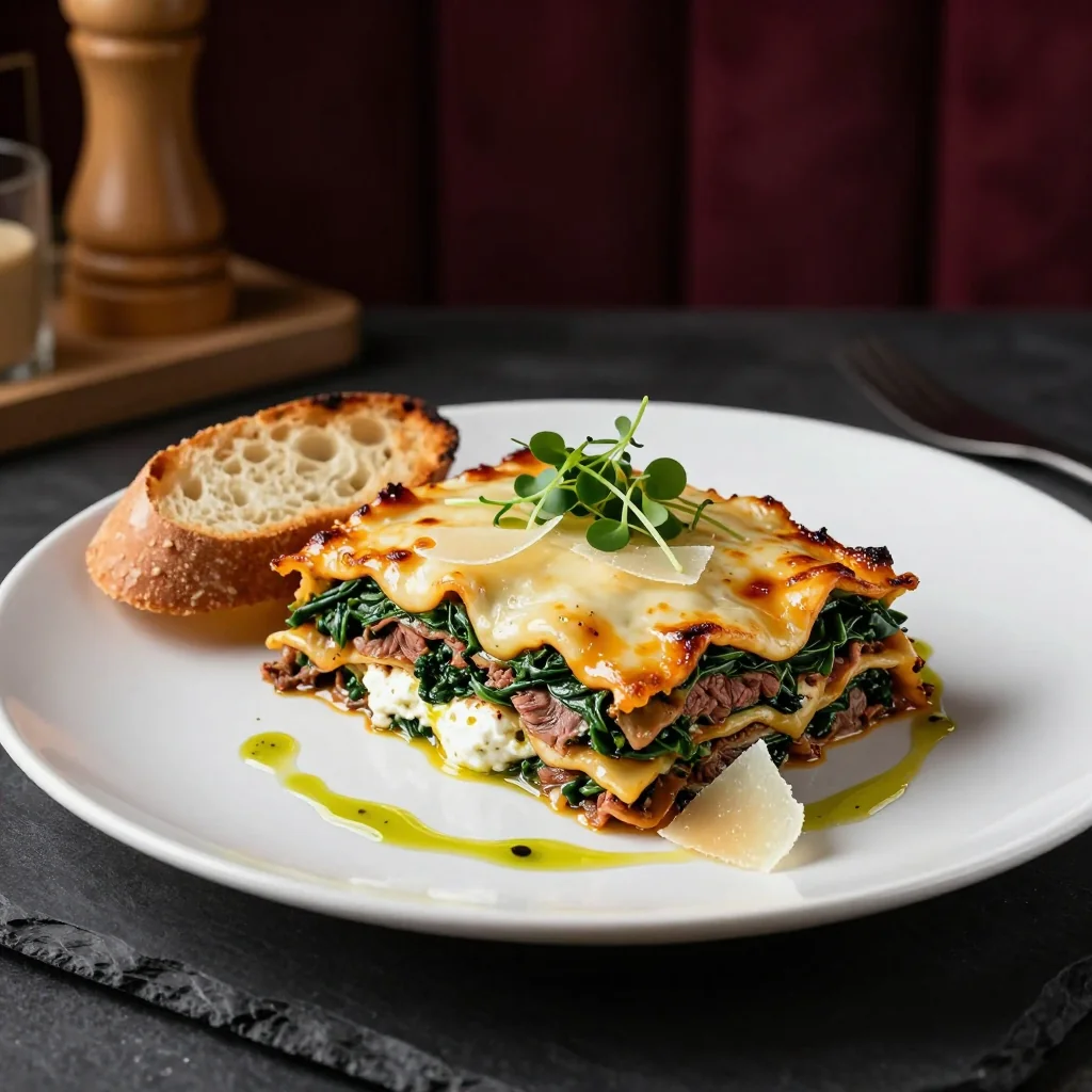Beef Lasagna with Ricotta and Spinach