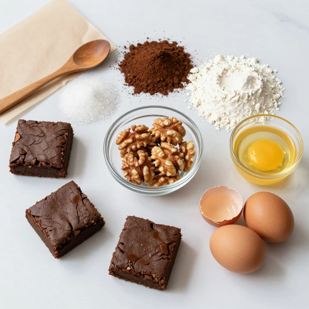 All ingredients for Brownies with Walnuts