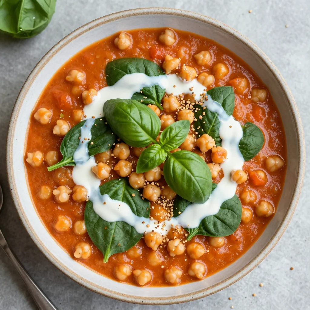 High Protein Creamy Vegan Tomato and Chickpea Stew