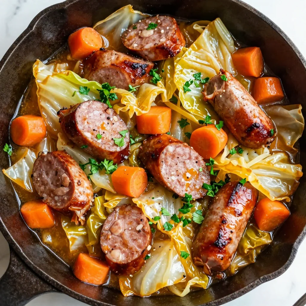 budget friendly cabbage and sausage skillet for filling family meals
