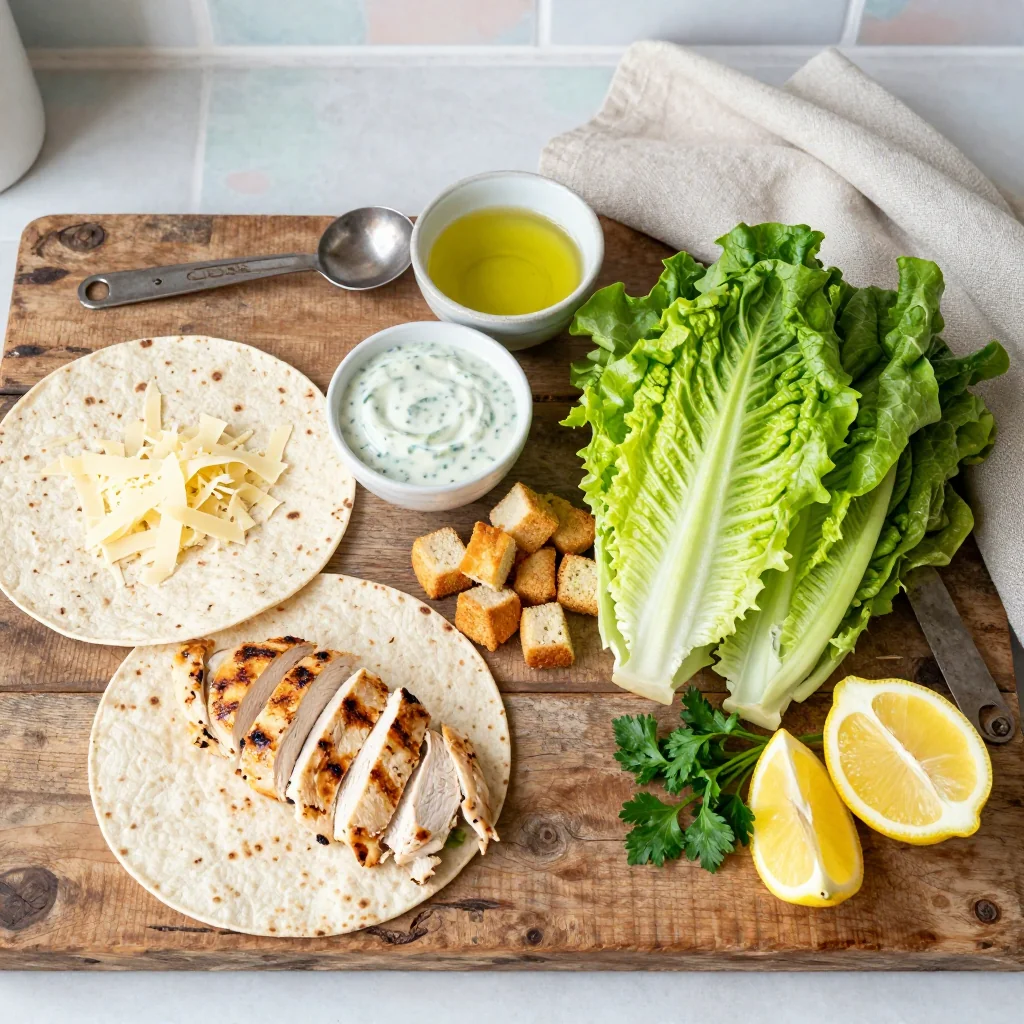All ingredients for Chicken Caesar Wraps