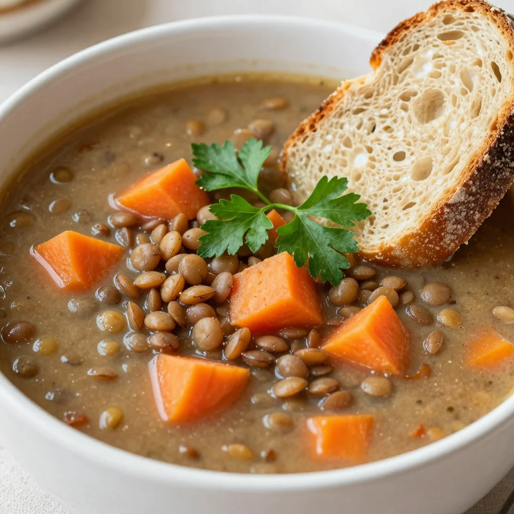 batch cooking friendly lentil and carrot soup for healthy family dinners