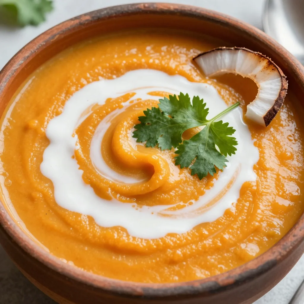 creamy sweet potato and carrot soup with coconut milk