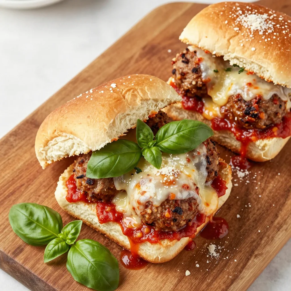 NFL Playoff Meatball Sliders with Marinara and Cheese