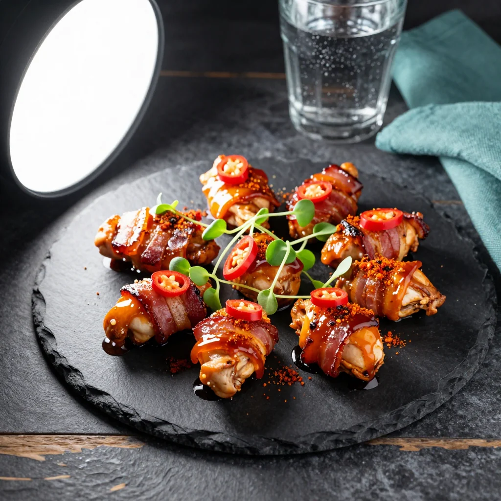 Sweet and Spicy Bacon Wrapped Chicken Bites