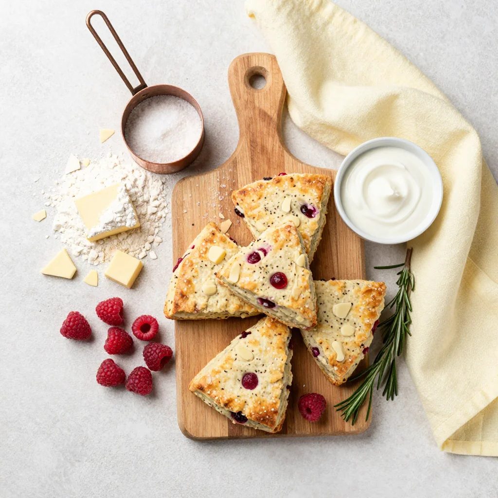 All ingredients for White Chocolate Raspberry Scones