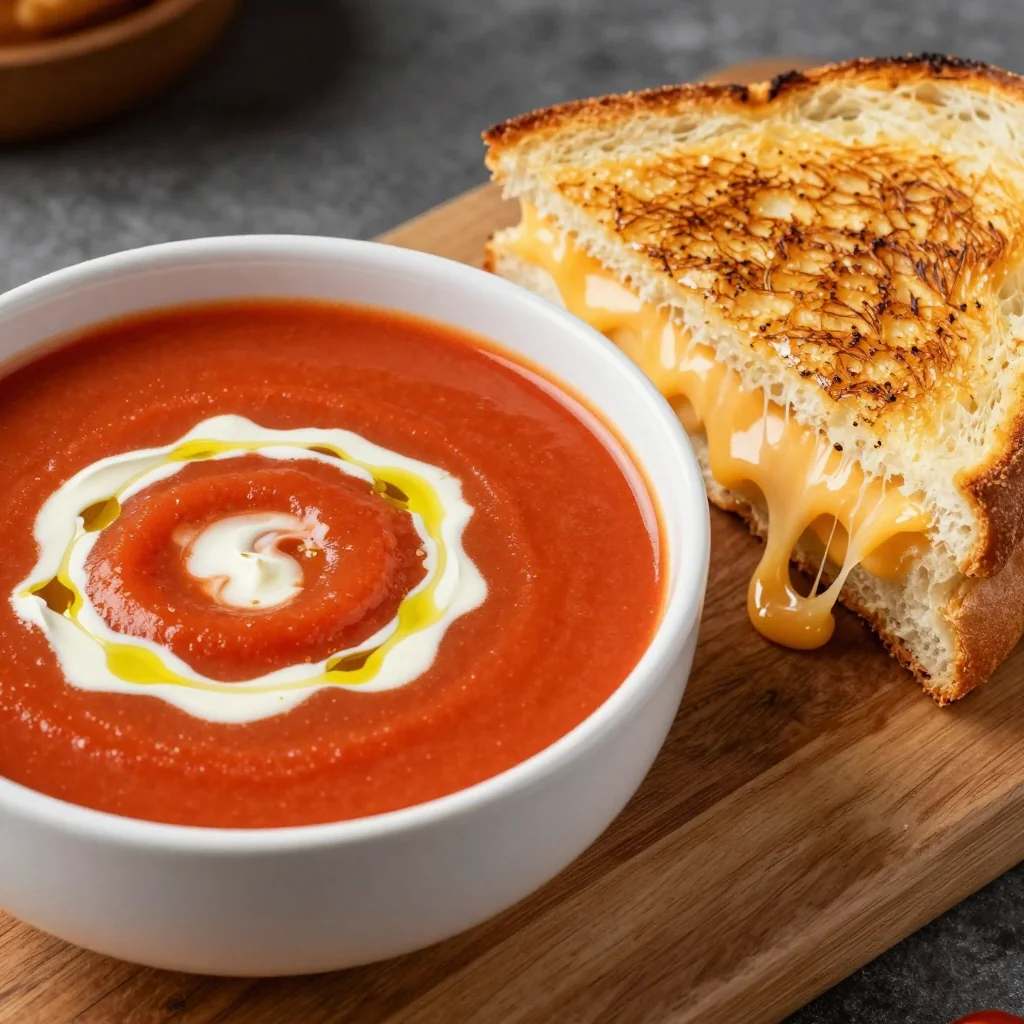 Slow Cooker Creamy Tomato Soup and Grilled Cheese