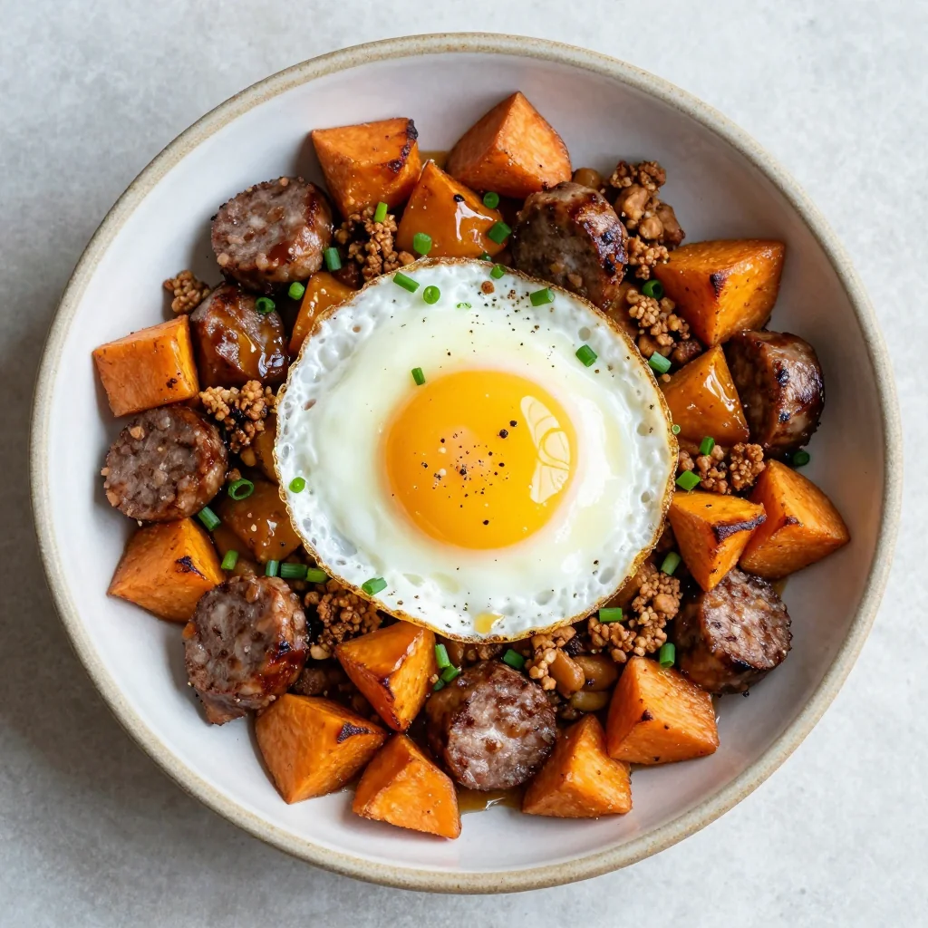 Warm Freezer Breakfast Bowls with Sausage and Sweet Potato