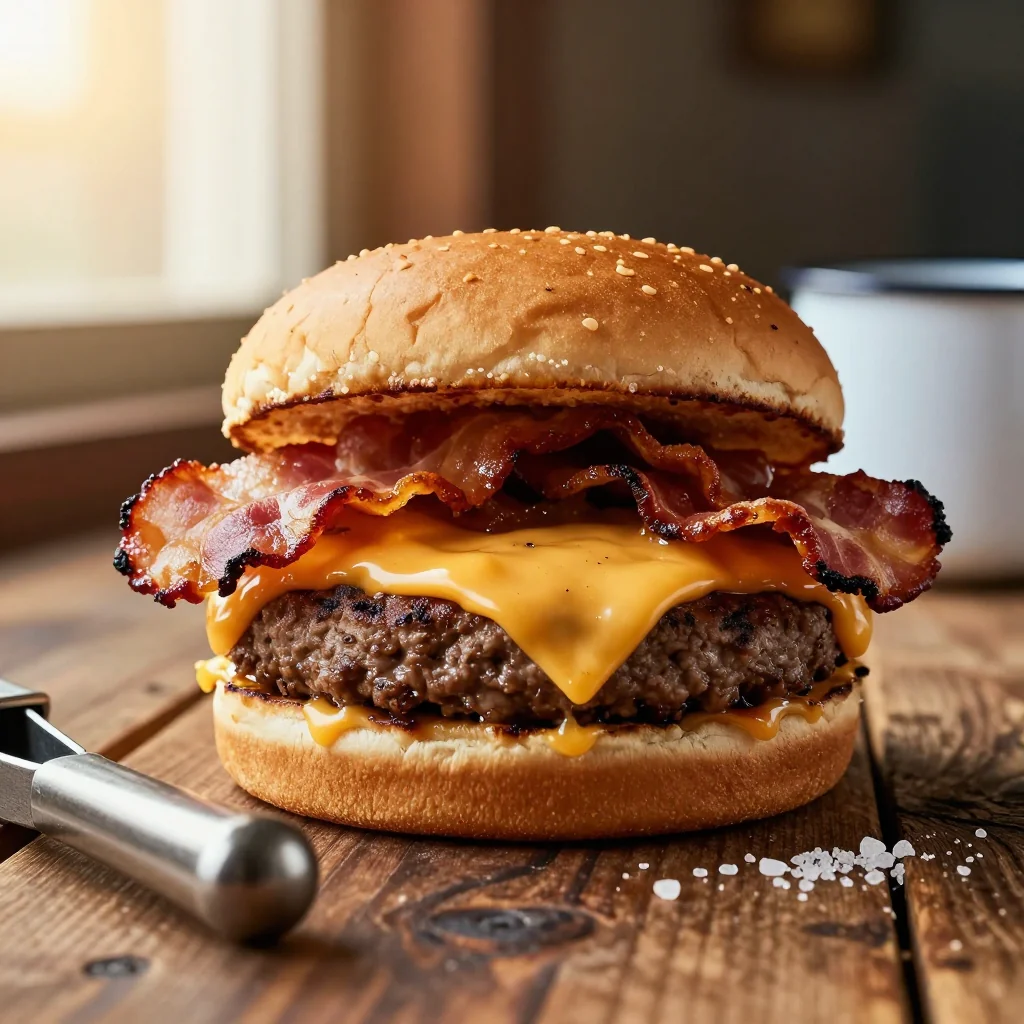 Cheeseburger with Bacon and Cheddar Cheese