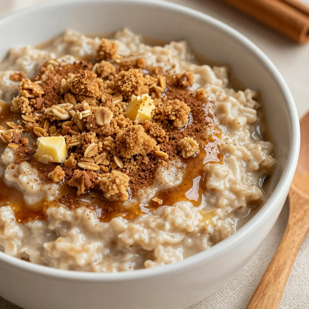 Warm Maple Cinnamon Oatmeal with a Streusel for a Winter Treat