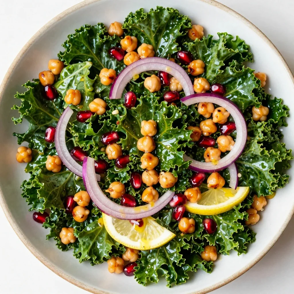 New Year's Day Kale and Chickpea Salad with Lemon Vinaigrette