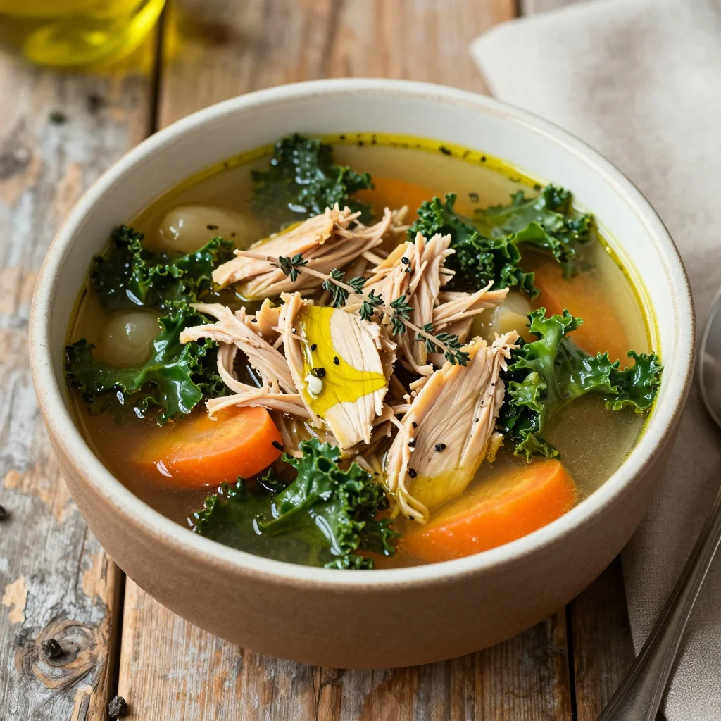 slow cooker chicken kale and root vegetable soup for cozy nights