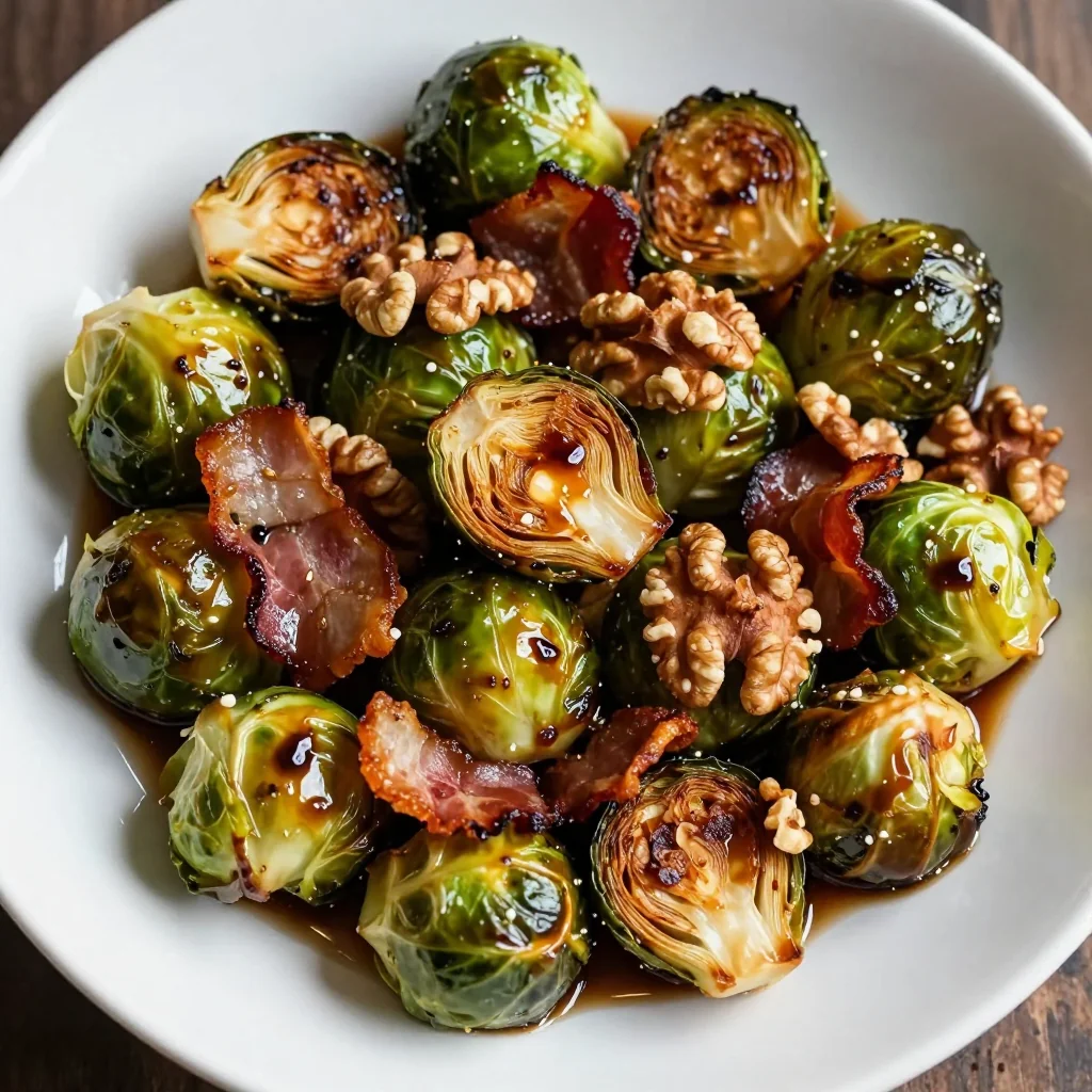 roasted brussels sprouts with bacon and balsamic for festive winter meals