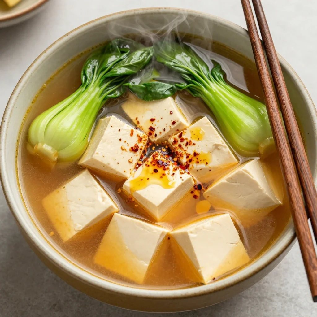 Clean Eating Spicy Tofu and Miso Broth Soup